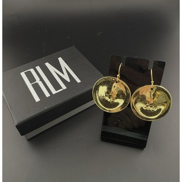 Robert Lee Morris Earrings RLM Bronze Disc Circle Round Modernist Sculptural QVC - Picture 1 of 11